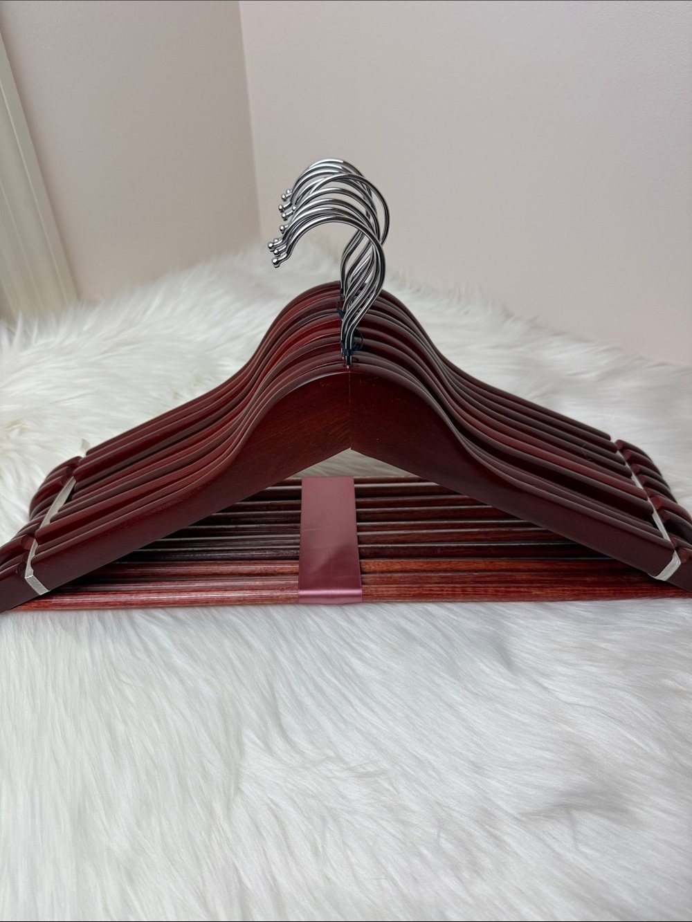 Brookstone Premium Wooden Suit Hangers in Dark Mahogany Cherry - Set of 10